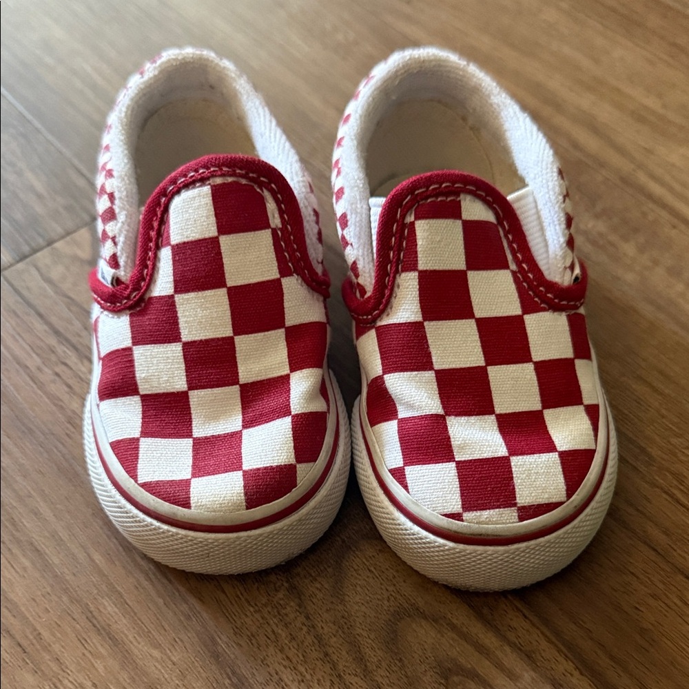 Vans Kids Red and White Checkered Sneakers